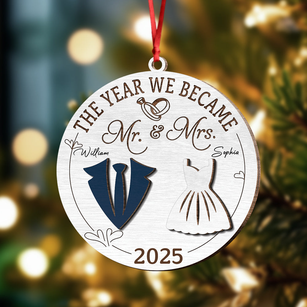 The Year We Became Mr And Mrs Layer Wooden Ornament Gift For Couples TH10 894831