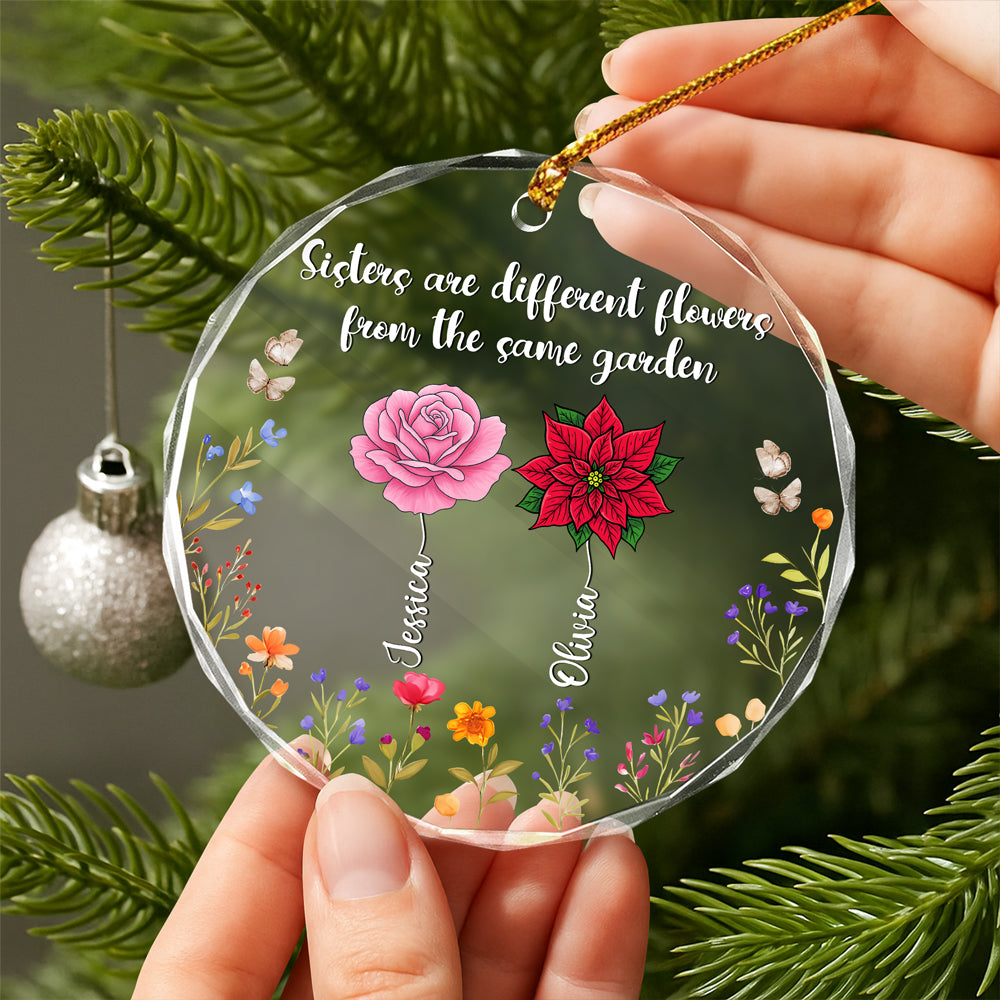 Personalized Gift Sisters Are Different Flowers Glass Ornament LM32 895411