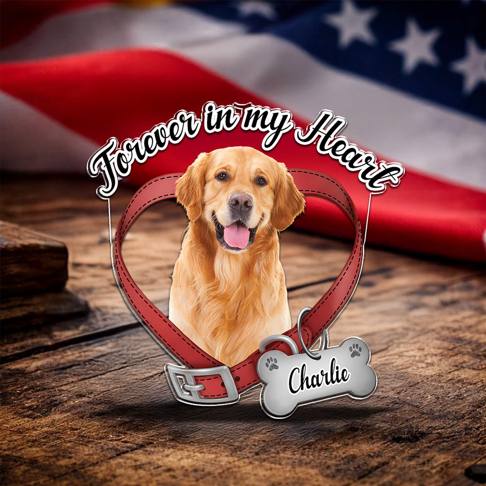 Custom Dog Photo Forever In My Heart Memorial Acrylic Pin CH07 911046