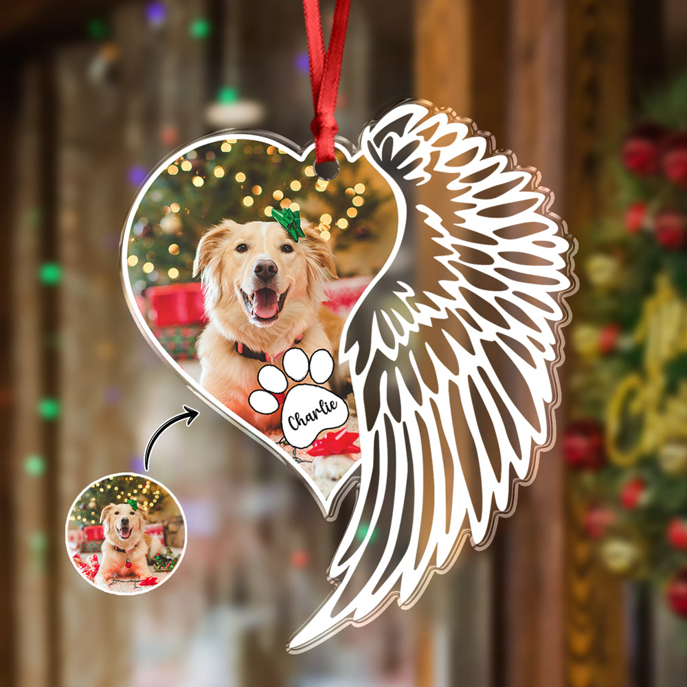 Custom Photo Dog Memorial Wing - Personalized Acrylic Ornament LM32 895869