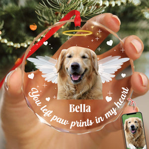 Custom Photo You Left Paw Prints In Our Hearts Personalized Glass Ornament Gift For Dog Lovers CH07 896392