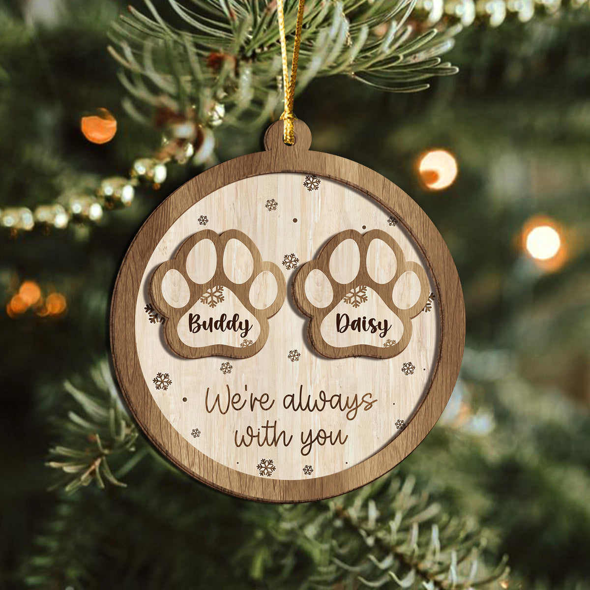 Forever in My Heart Memorial Personalized 2 Layered Wood Christmas Ornament CH07 896878