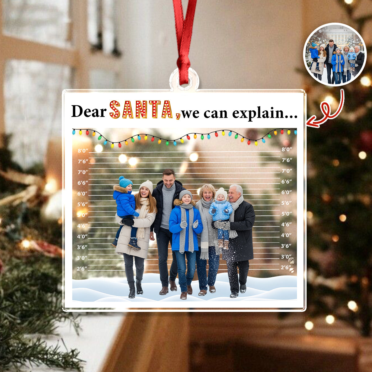 Custom Photo Dear Santa, We Can Explain - Personalized Acrylic Ornament Gift For For Family, Kids, Friends LM32 895789