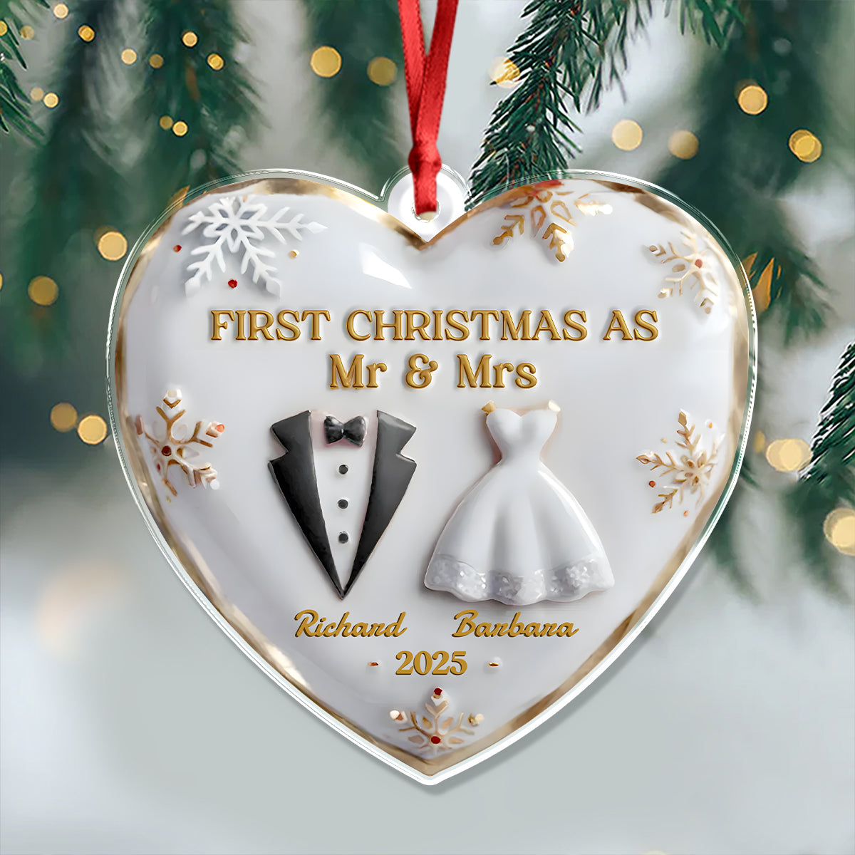 Our First Christmas Together Heart Acrylic Ornament Personalized Wedding Anniversary Christmas Ornament CH07 896888