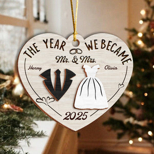 The Year We Became Mr. & Mrs. - Personalized 2-Layered Wooden Ornament CH07 896972