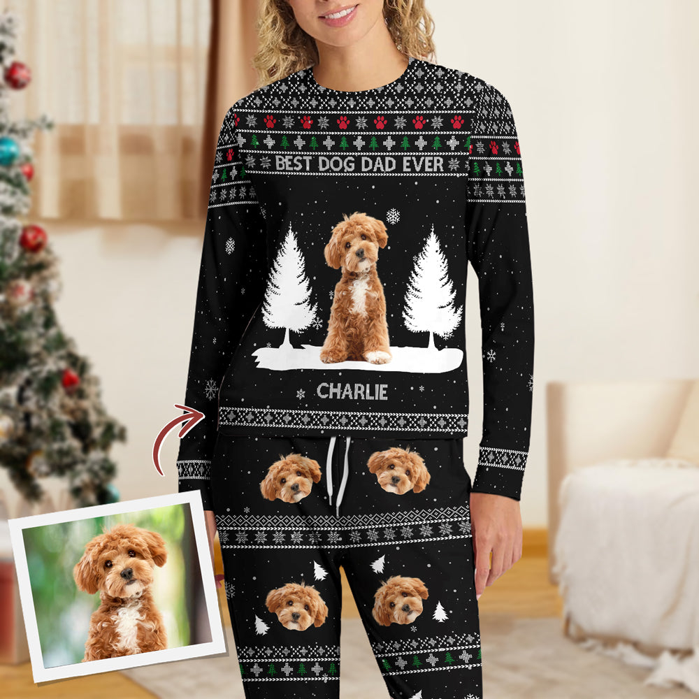 Custom Photo Best Dog Dad Mom Ever Sleepwear Christmas Gift For Dog Lovers LM32 895583