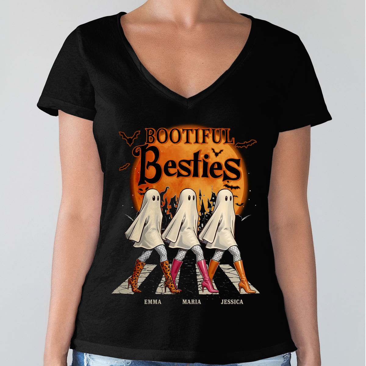 Bootiful Besties - Personalized Dark Shirt Halloween Birthday Gifts For Women, Besties, Sisters, BFF CH07 899320