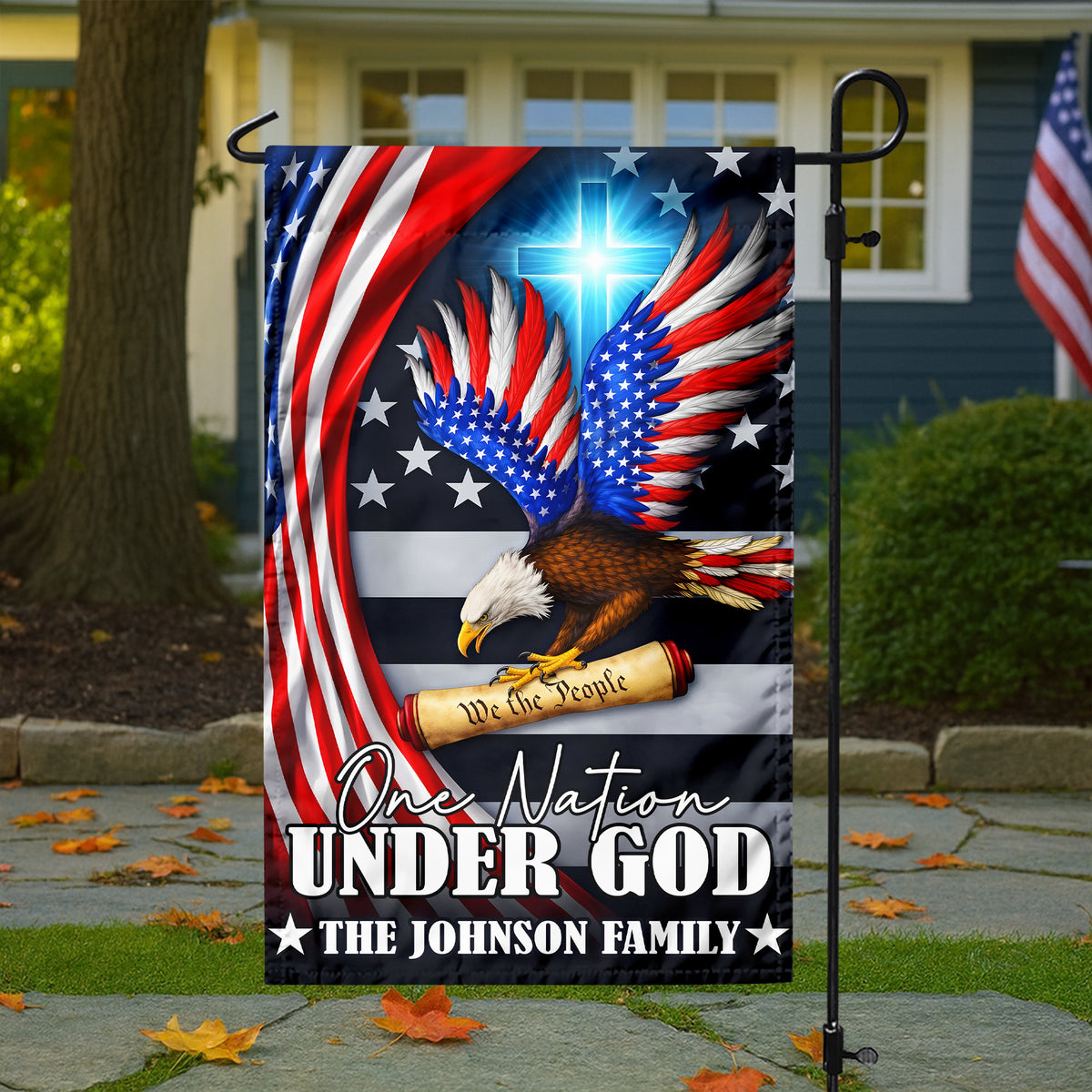 Custom Family Name One Nation Under God Patriot Eagle We The People Garden Flag HO82 900964
