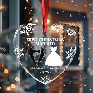 Our First Christmas As Mr & Mrs Personalized Heart Shaped Glass Ornament Anniversary Christmas Wedding Gifts HA75 897138