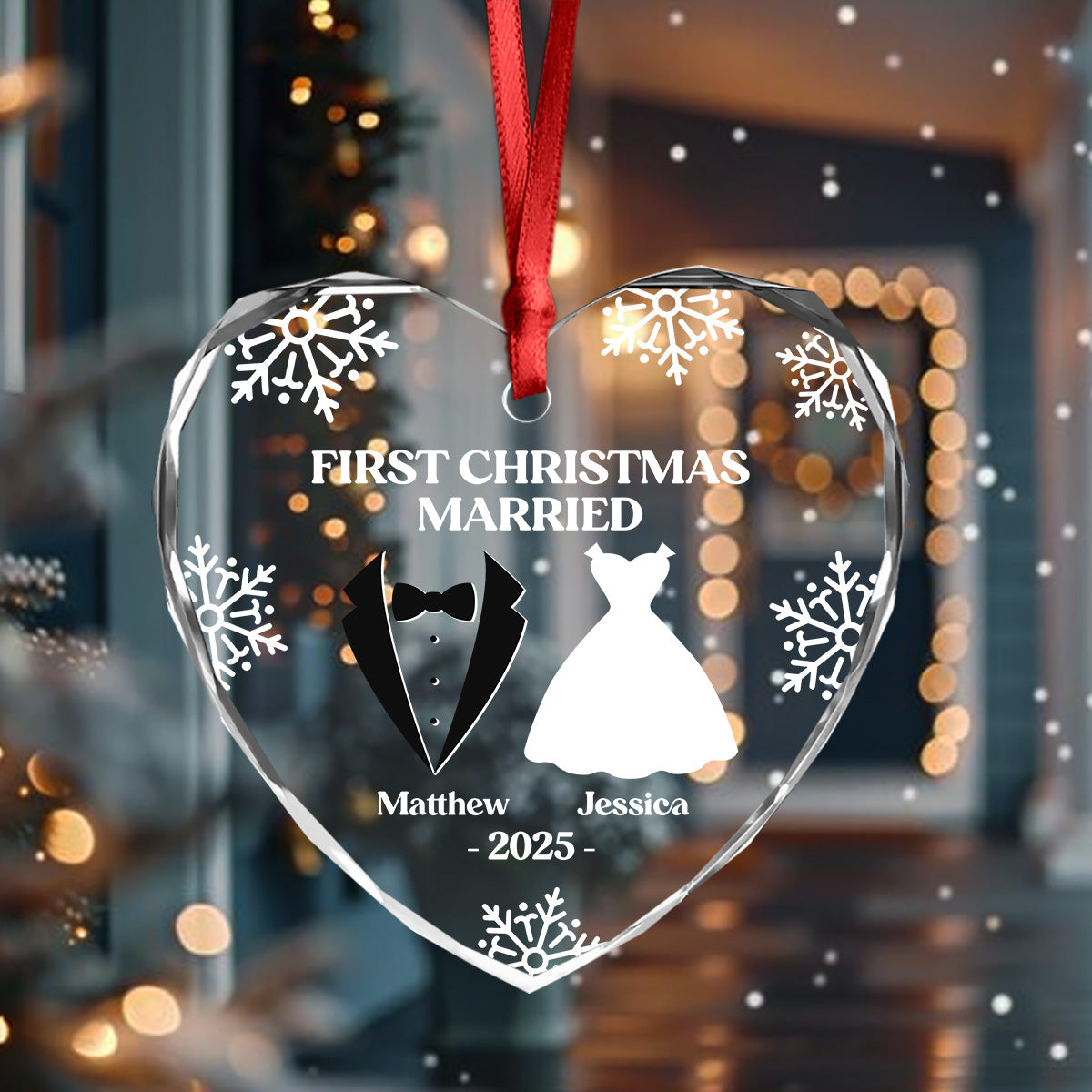 Our First Christmas As Mr & Mrs Personalized Heart Shaped Glass Ornament Anniversary Christmas Wedding Gifts HA75 897138