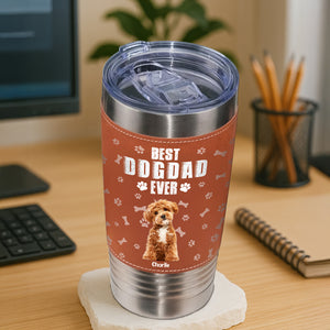 Custom Photo Best Dog Dad Cooler Version Leather Tumbler LM32 893695