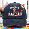 Custom Photo Dog Cat Dad With US 250 Washed Denim Baseball Cap HO82 901268