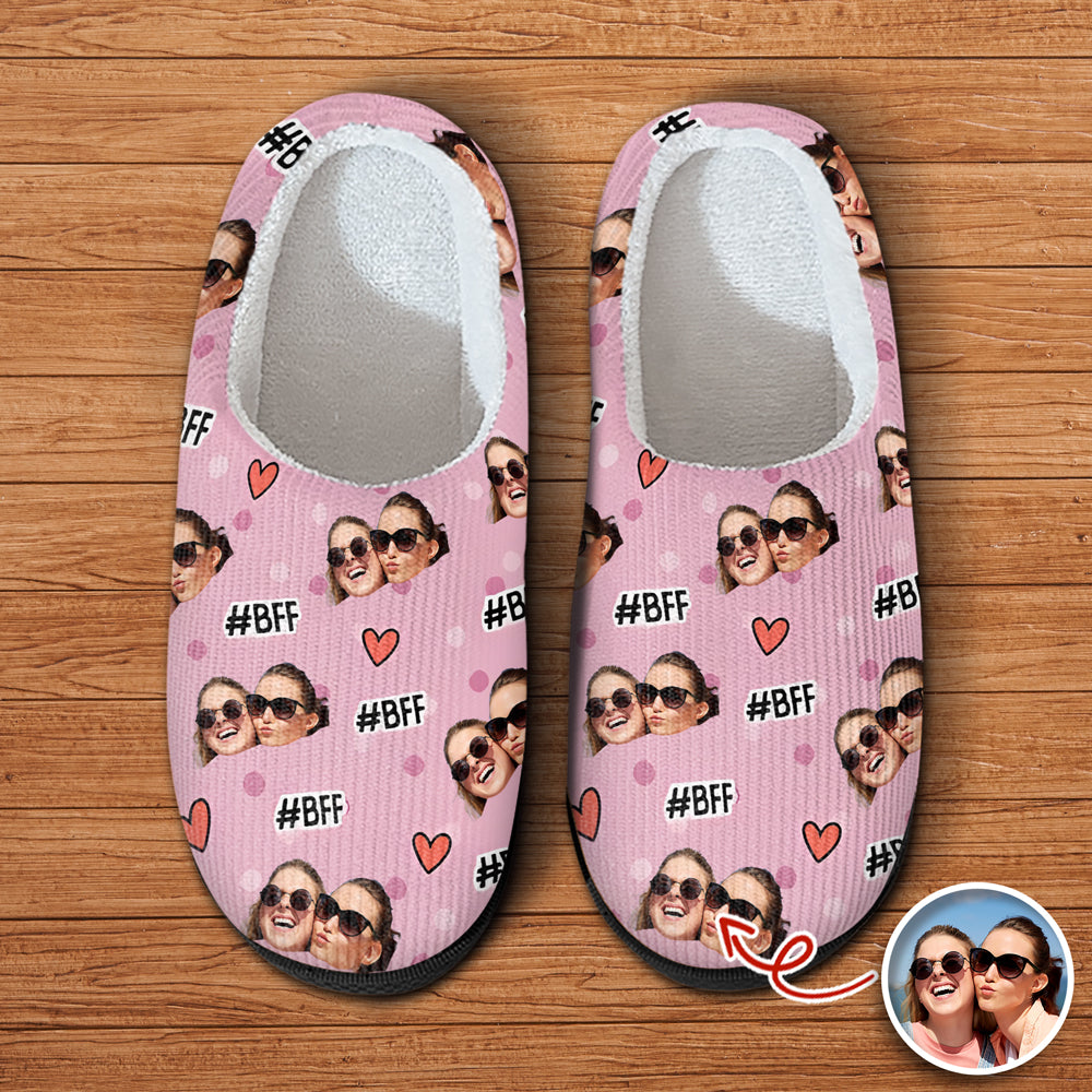Custom Photo BFF Forever - Personalized Slippers Gift For Friends HO82 900024