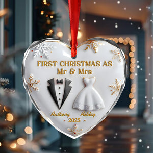 Our First Christmas Together Heart Glass Ornament Personalized Wedding Anniversary Christmas Ornament CH07 896944