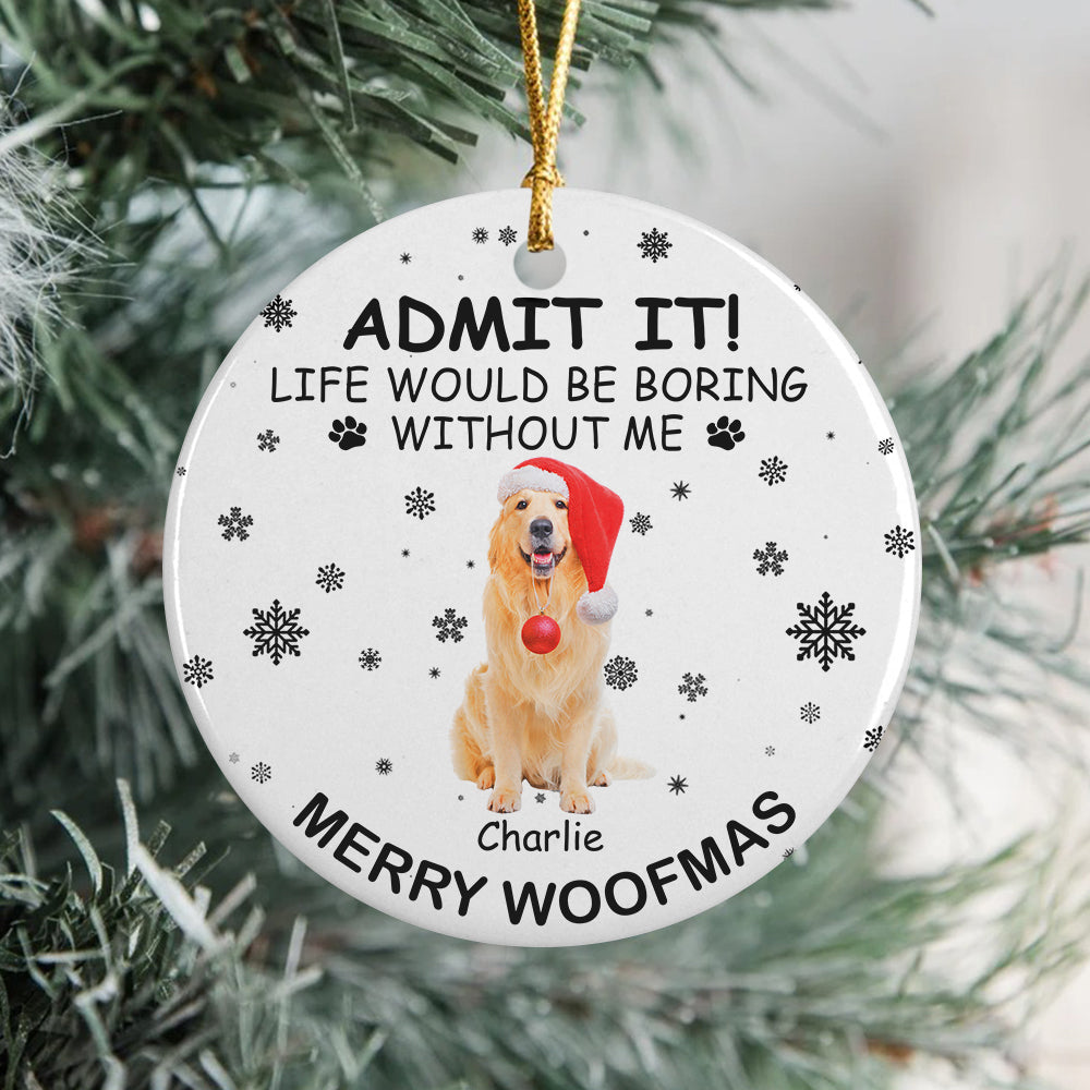 Custom Dog Cat Photo Life Would Be Boring Without Me Ceramic Ornament Christmas Gift CH07 896264