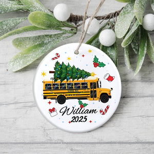 Custom Kids Vehicle – Tractor, Bus, Police Car, Truck Christmas Ceramic Ornament LM32 897401
