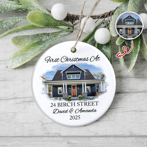Custom Photo First Christmas At New Home Ceramic Ornament LM32 895599