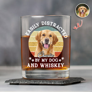 Custom Photo Easily Distracted By My Dog And Whiskey Print Whiskey Glass HA75 897958
