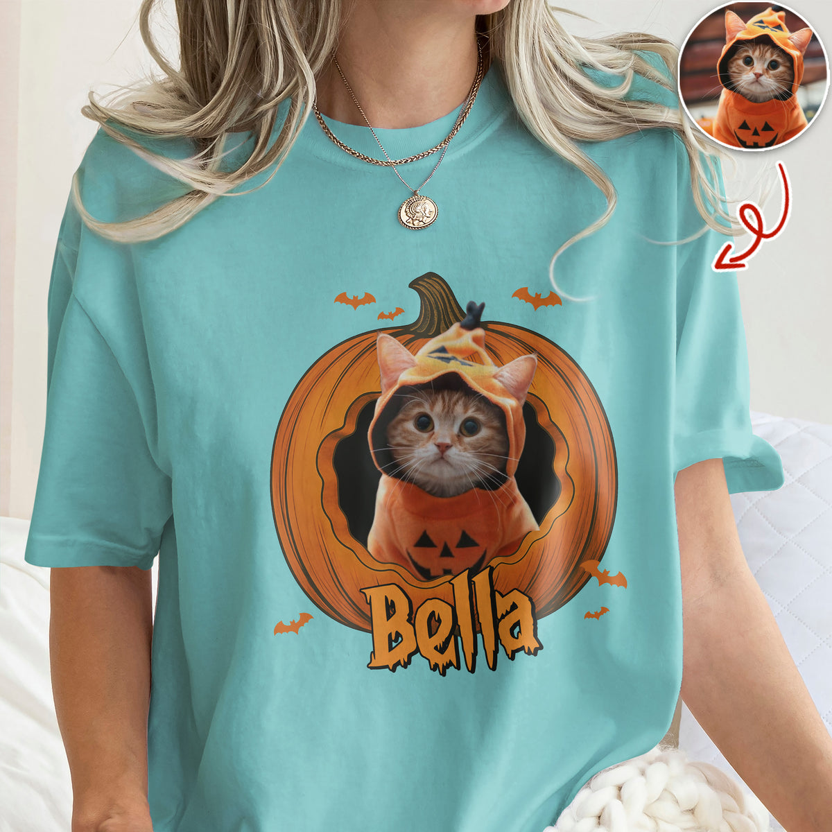 Custom Dog Cat Photo Halloween Pumpkin Comfort Shirt HO82 894926