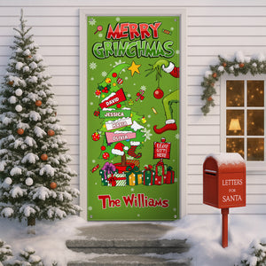 Custom Family Name Merry Grinchmas Funny Door Cover Christmas Decor CH07 899966