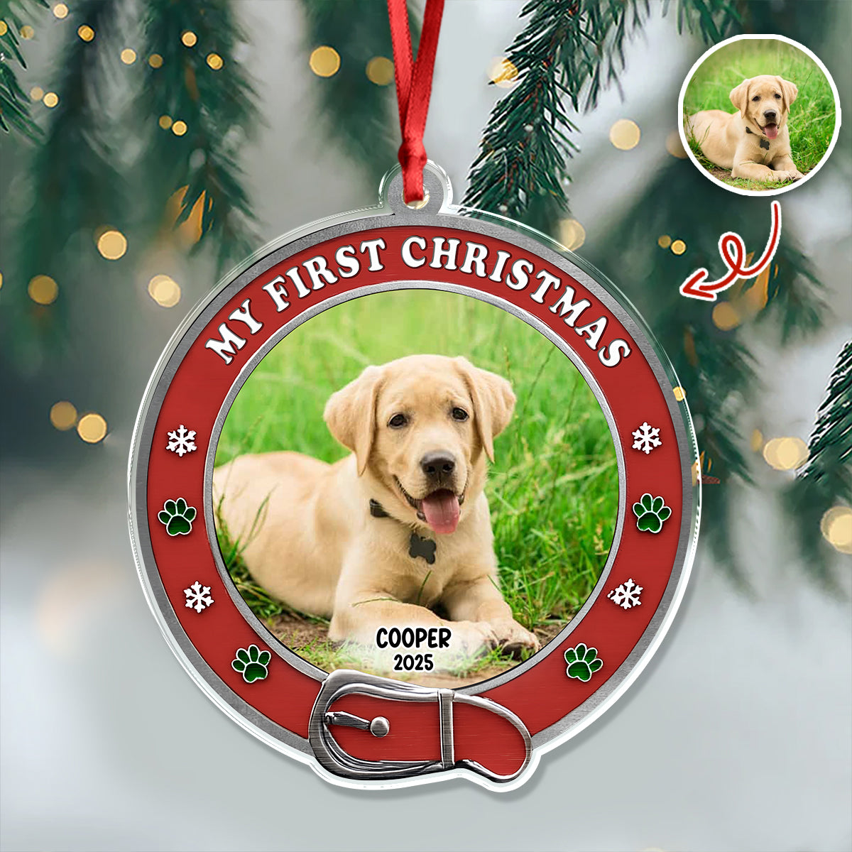 Custom Photo My First Christmas Dog Acrylic Ornament HA75 897188