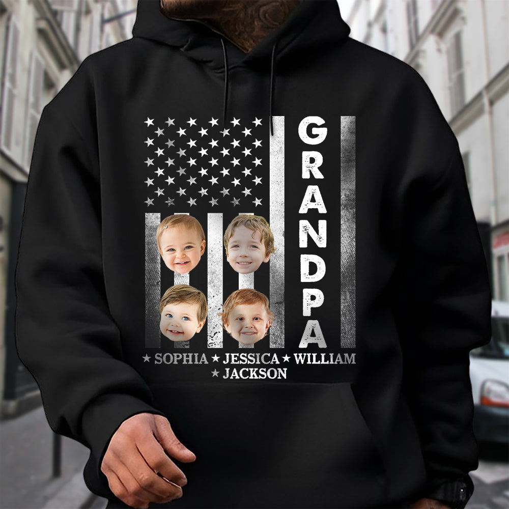 Custom Funny Face Papa Retro American Flag Shirt For Father's Day LM32 893557