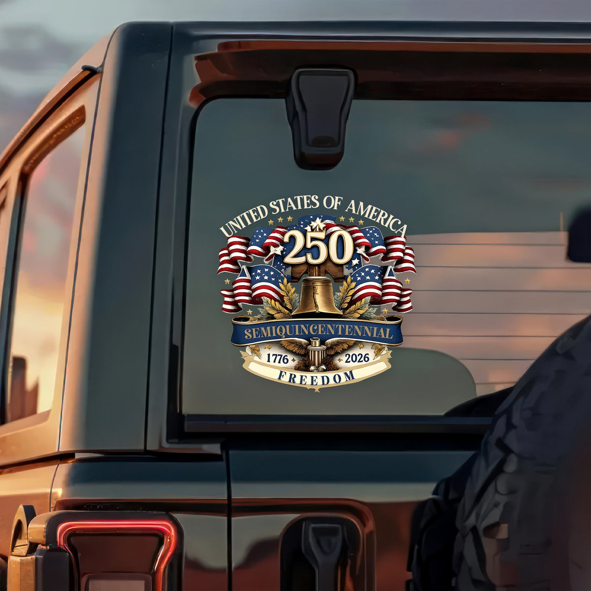 USA 250th Semiquincentennial Car Window Decal Sticker – Freedom 1776–2026 TH10 898525