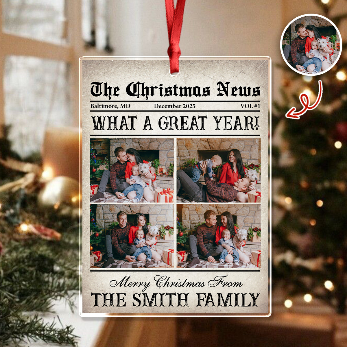 Custom Photo The Christmas News Acrylic Ornament Gift For Family HO82 894856