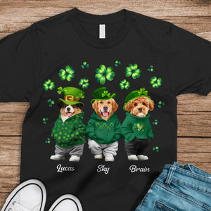 Custom Photo Cute Dog Cat Happy St Patrick's Day Dark Shirt For Dog Cat Lovers HA75 891924