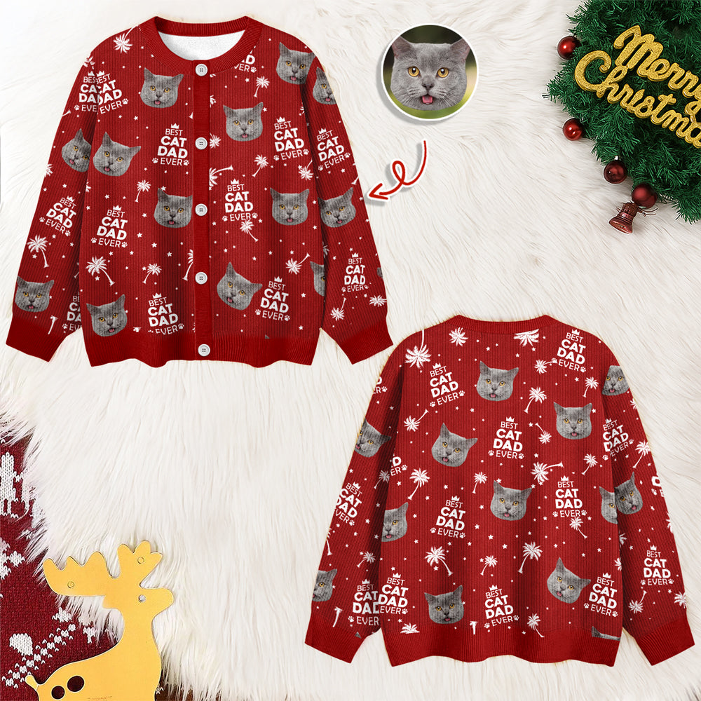 Custom Photo Best Cat Dad Mom Ever Family Cardigan CH07 899574