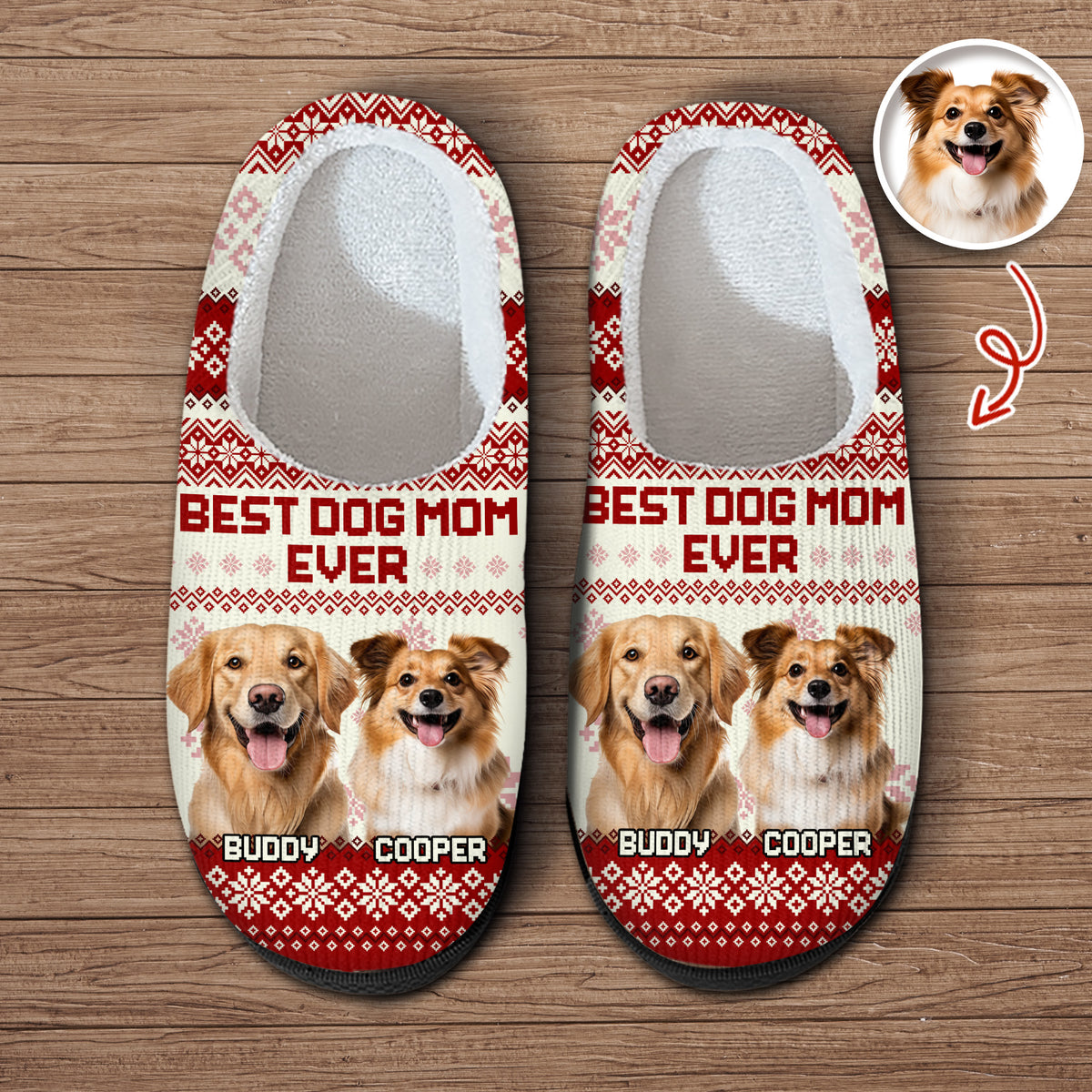 Custom Photo Best Dog Mom Ever Slipper Christmas Gift For Dog Lovers CH07 896404