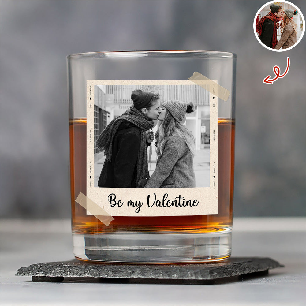 Custom Couple Photo Whiskey Glass Valentine Gift,  Anniversary Gift HA75 898922