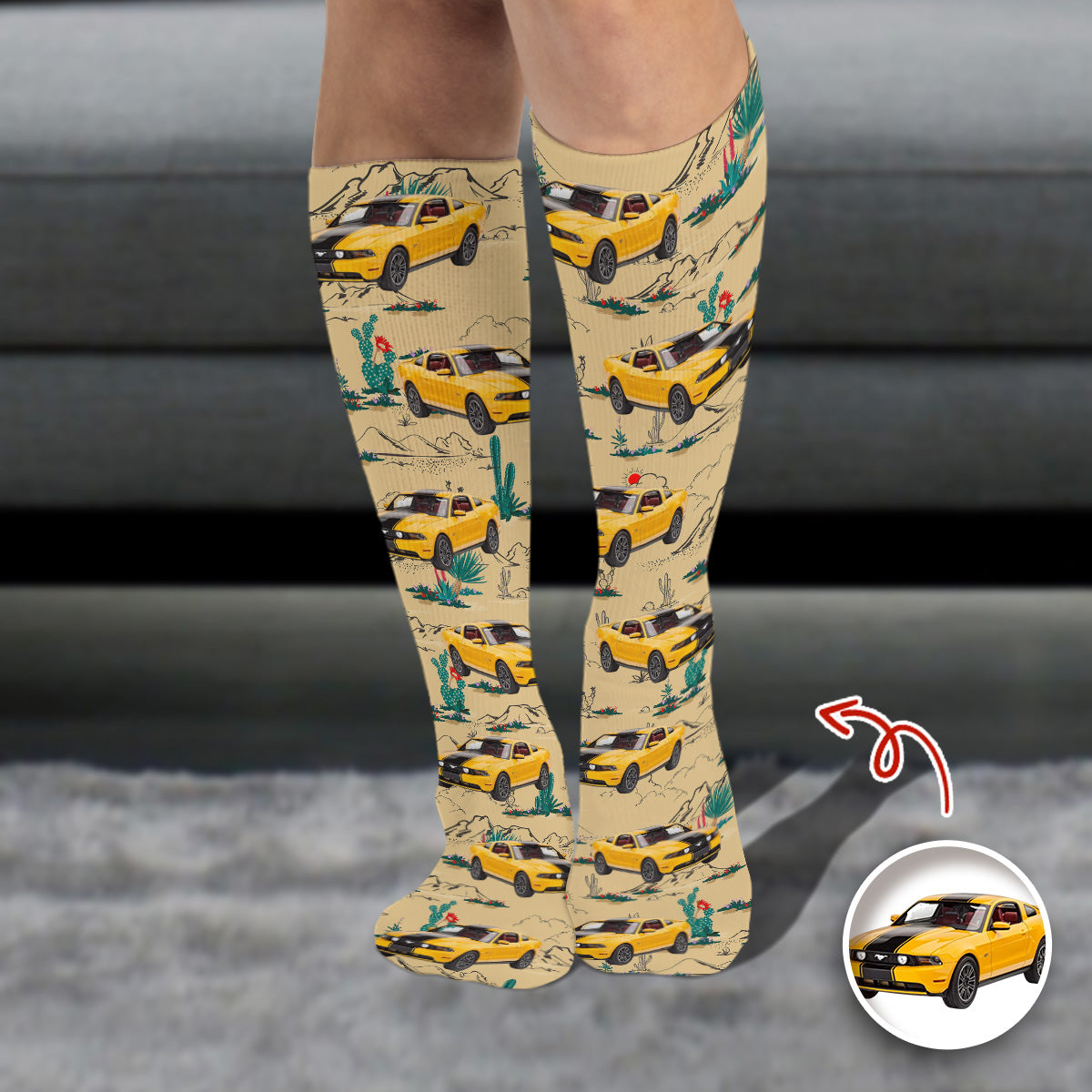 Custom Car Photo Retro Route 66 Socks Gift For Car Lover CH07 899938