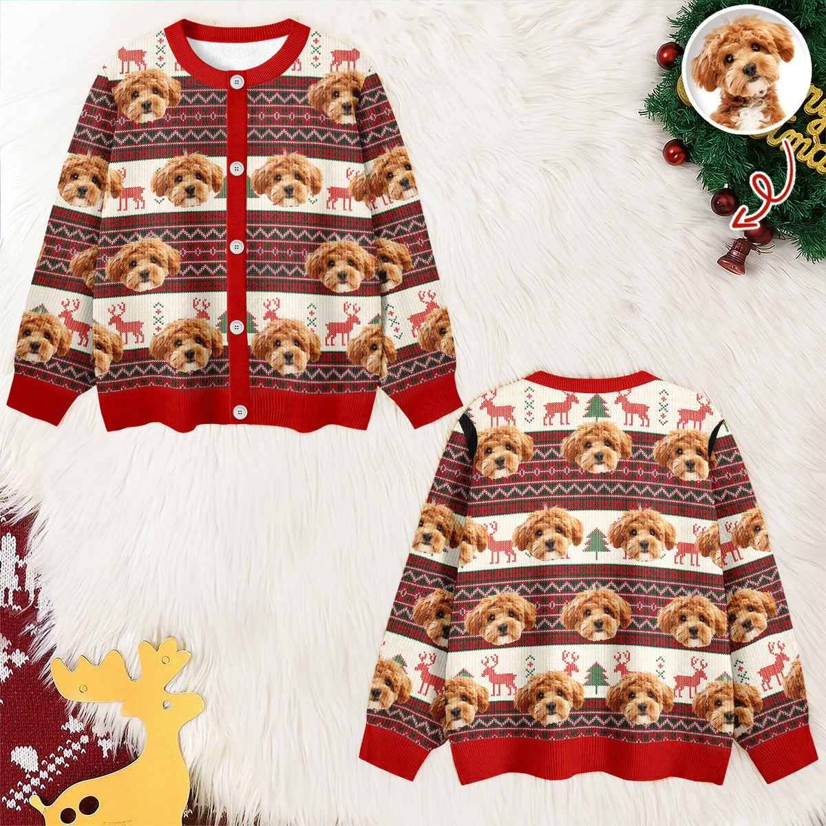 Custom Dog Photo Ugly Cardigan For Dog Lovers LM32 897129