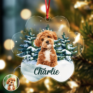 Custom Photo Dog Paw Shaped Acrylic Ornament Christmas Gift For Dog Lovers HA75 897534