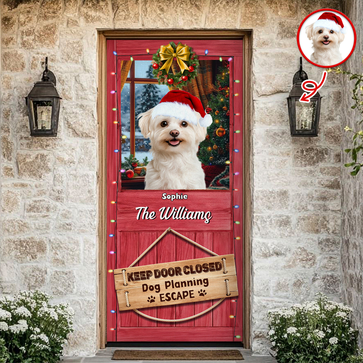 Custom Photo Keep Door Closed Dog Planning Escape Door Cover For Dog Lover TH10 896537