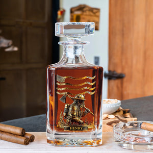 Custom Name Firefighter Personalized Print Decanter Gift For Dad, Father HA75 898064