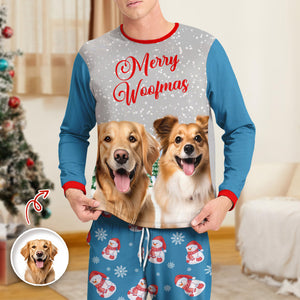 Custom Dog Cat Photo With Snowman Pattern Sleepwear, Christmas Gift For Pet Lovers HO82 894994
