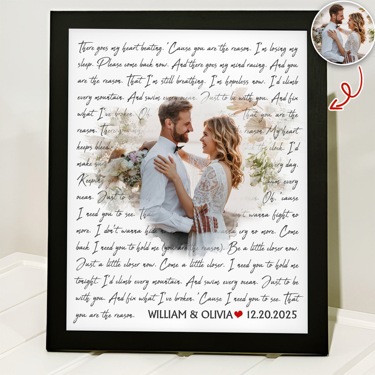 Custom Photo Song Lyrics Wall Picture Frame Valentine Day Gift For Wife Husband LM32 897729