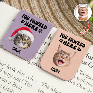 You Pawsed Here Custom Cat Photo Leather Magnetic Bookmark For Book Lovers, Cat Lovers CH07 899568