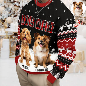 Custom Photo - Dog Mom Dog Dad Christmas Pattern Ugly Sweater Christmas Gift HA75 897568