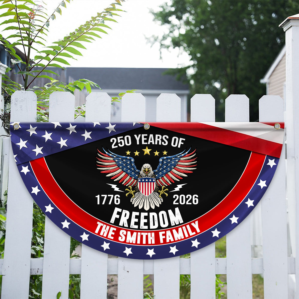 USA 250 Years Of Freedom Custom Family Name Non-Pleated Fan Flag CH07 910238