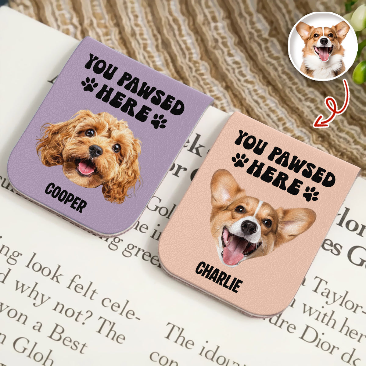 You Pawsed Here Custom Dog Photo Leather Magnetic Bookmark For Book Lovers, Dog Lovers CH07 899566
