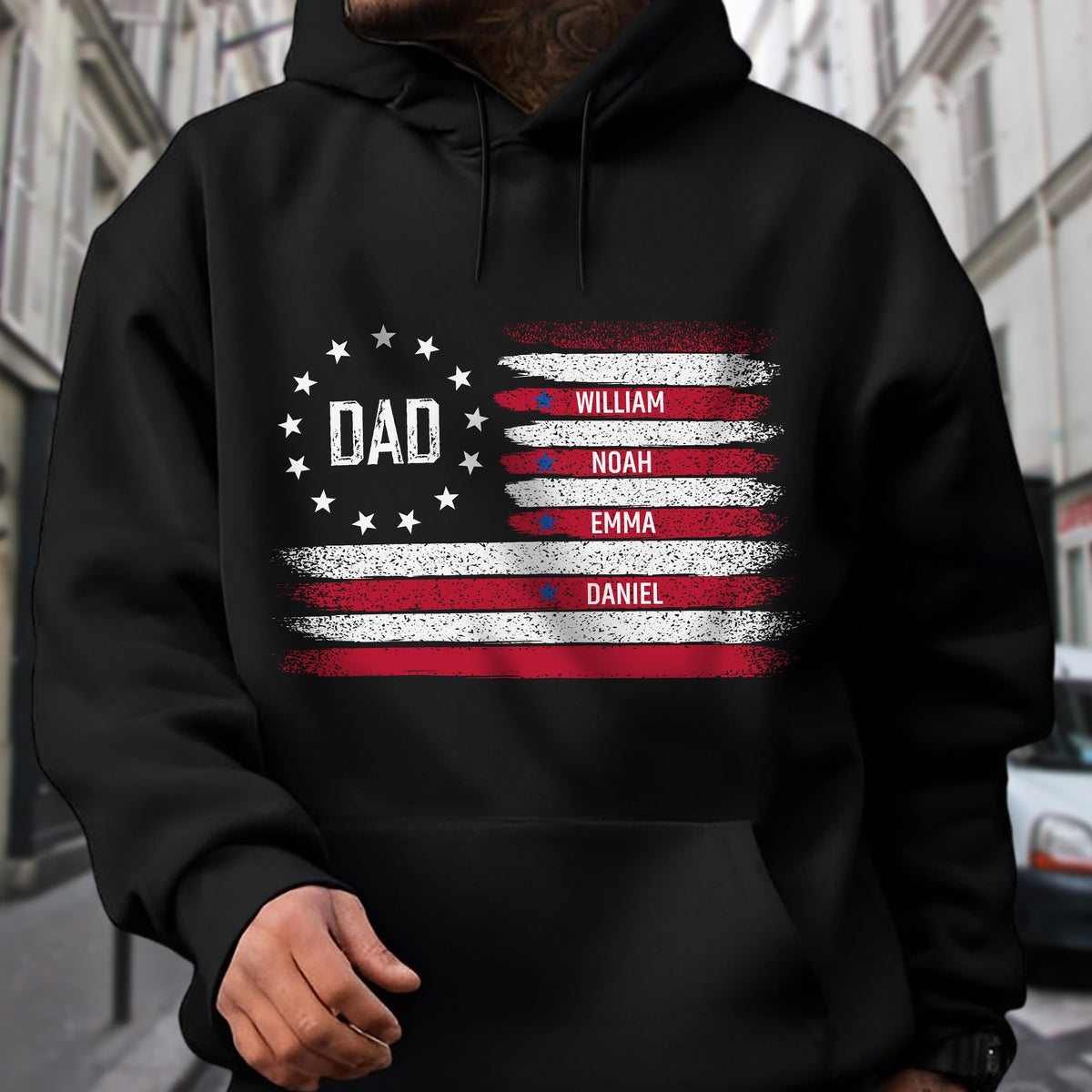 Personalized American Flag Dad Shirt - Custom Kids' Names Father's Day Dark Shirt CH07 910608