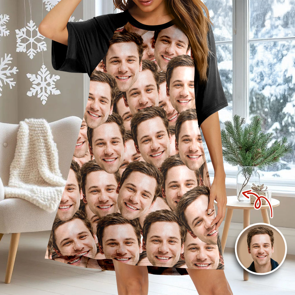 Custom Face Photo Raglan Nightgown TH10 898331