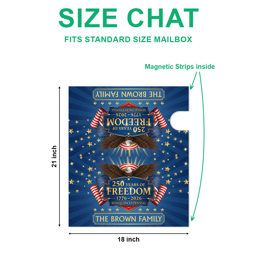 Custom Family Name 250 Years of Freedom 1776–2026 Semiquincentennial Mailbox Cover LM32 897831