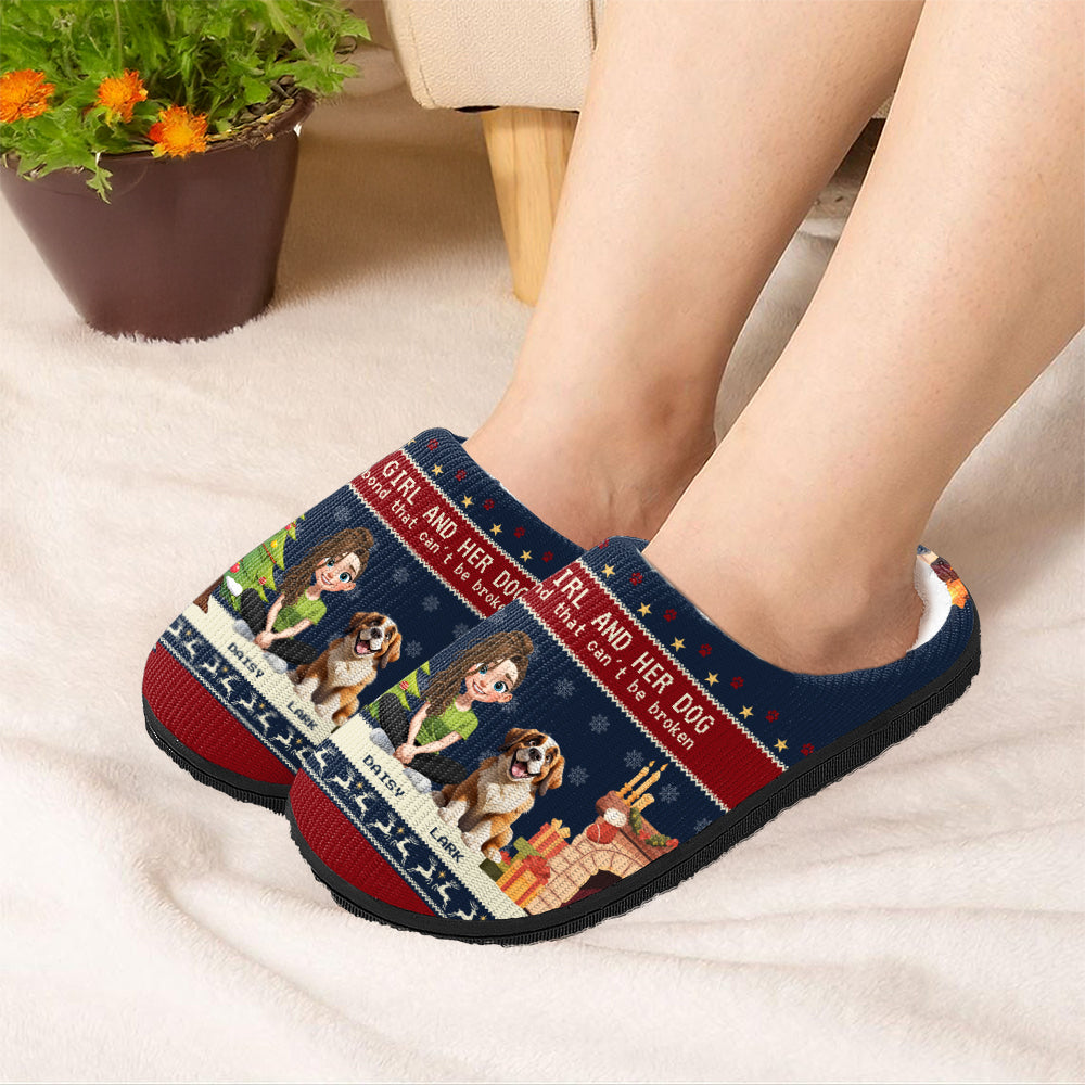 Personalized A Girl And Her Dog Slipper For Dog Lover TH10 896335