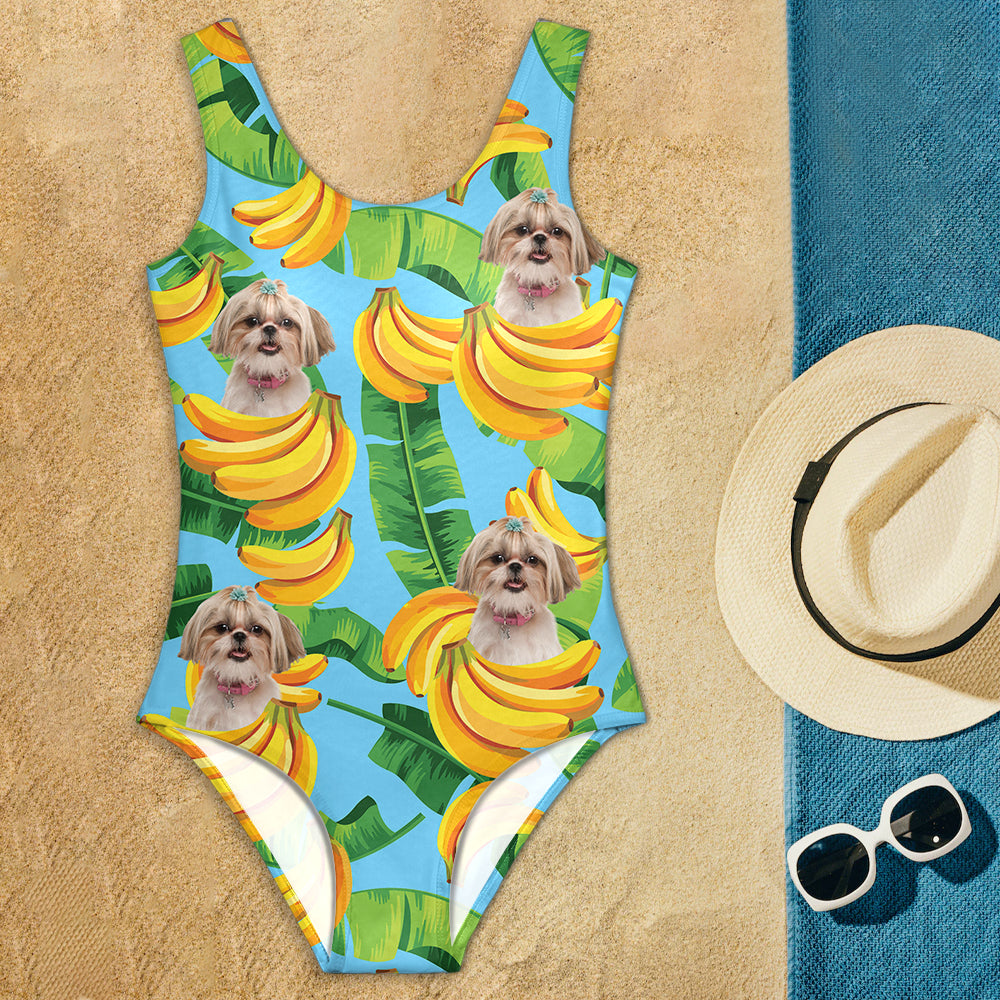 Custom Dog Photo With Tropical Pattern Swimsuit Summer Party Gift LM32 893671