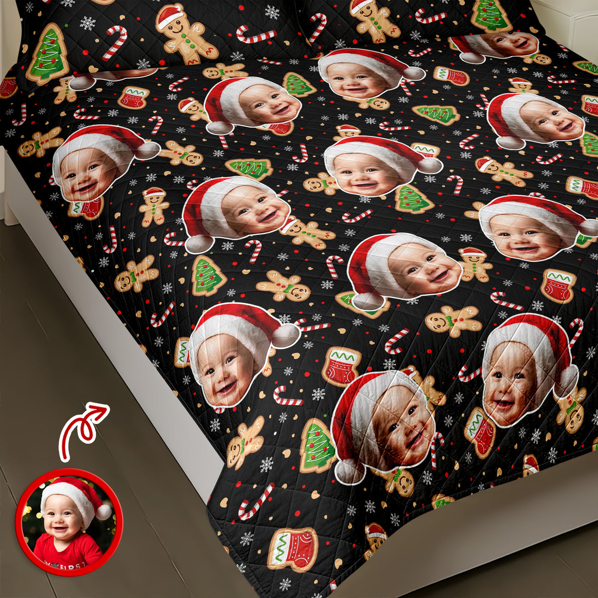Custom Funny Family Face With Christmas Pattern Quilt Bedding Set HA75 898244