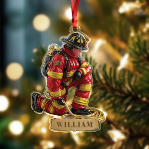 Personalized Name Proud Of Firefighter Christmas Acrylic Ornament LM32 897215